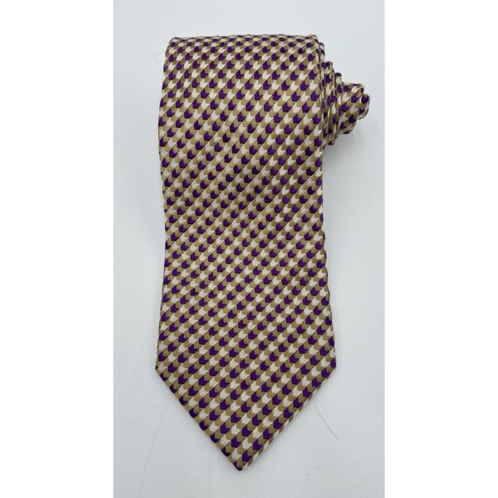 Charvet Taupe and Purple Micro-Pattern Silk Tie